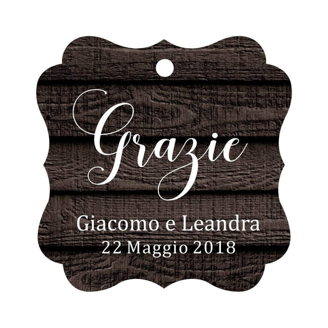 Darling Souvenir Wedding Favor Tag Grazie Wedding Thank You Gift Custom Hang Tags-Dark Wood-100 Tags