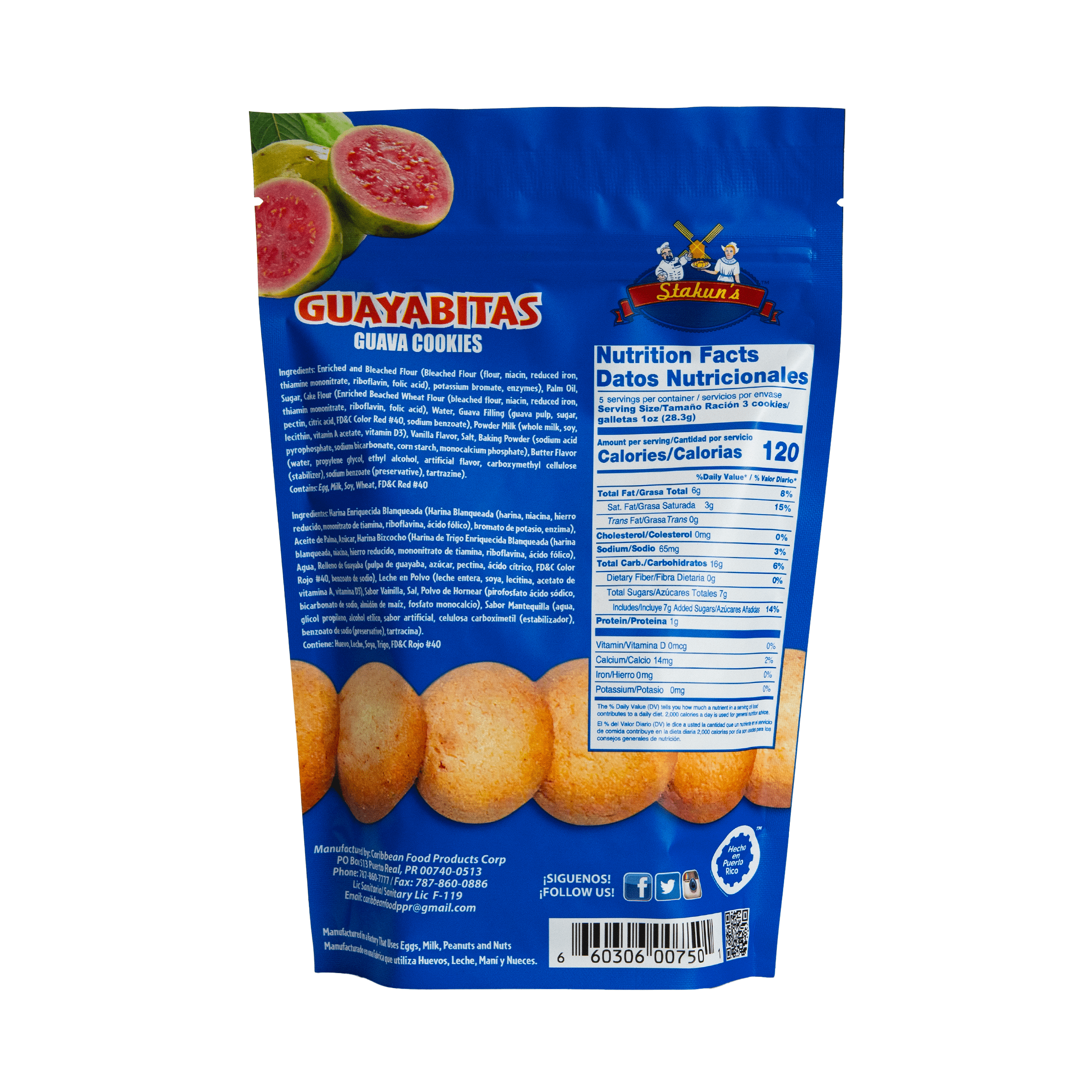 Stakun's Baked Guava Sugar Cookies 5 oz, Plastic Bag, Shelf Stable