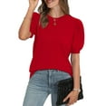 thumbnail image 4 of Ronuti Women's Puff Short Sleeve Sweater Tops 2026 Summer Fall Trendy Knit Crew Neck Casual T Shirts Blouses, 4 of 9