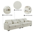 thumbnail image 2 of Uph114.2" Modular Sectional Sofa, Upholstered 4 Seater Sofa Couch with Console,Fabric U-Shaped Sofa with Cup Holders,USB Ports & 4 Throw Pillows for Living Room, Apartment,Beige, 2 of 9