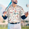 thumbnail image 5 of Zufioo Summer Life Print Men's Baseball Short Sleeve, Moisture Wicking Button-Down Hip Hop Tee-Large, 5 of 7