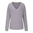 thumbnail image 4 of YHAJDS Women Casual Sweater,Pullover Sweaters for Women Solid Color Round Neck Long Sleeve Hollow Out Knit Sweater Fashionable Basic Style for Fall and Winter, 4 of 5