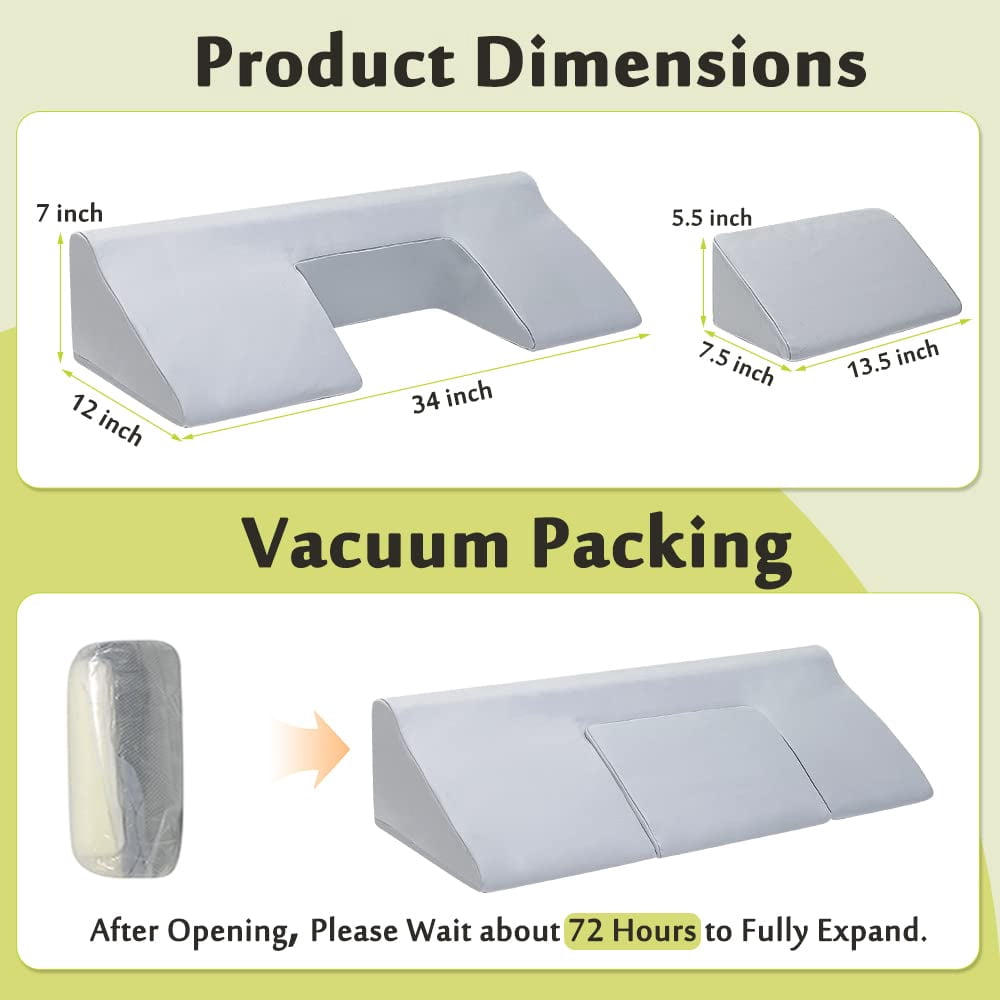 Wedge Pillow Positioning for Bedridden After Surgery Bed Sore Turning Sleeping Incline Pillows Anti Bedsore Turnover Foam Wedge U Shaped Body Positioners Hospital Waterproof Pressure Ulcer Cushion