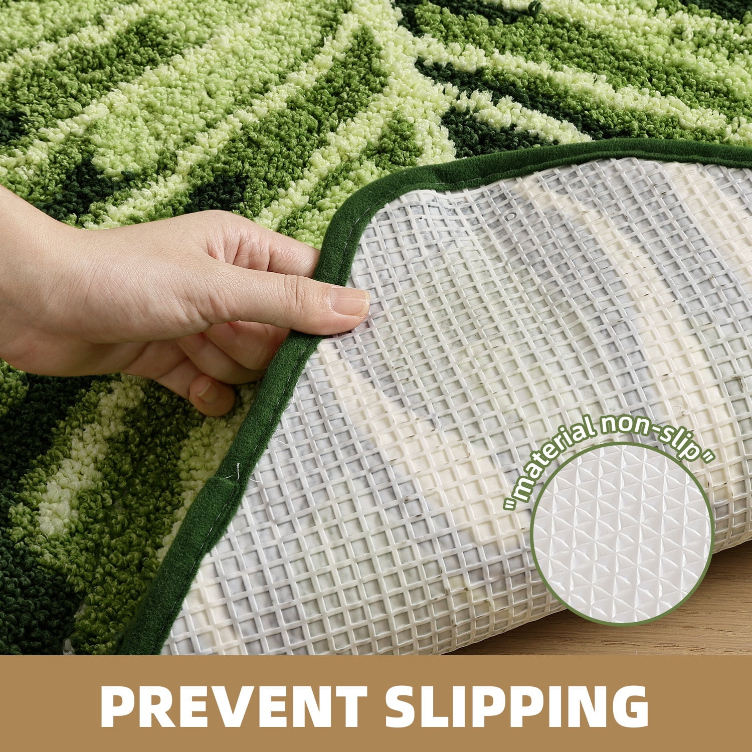 PABUBE Monstera Leaf Bathroom Rug, 24"x32", Cute Green Plush Bath Mat, Fluffy Soft & Absorbent, Non-Slip and Machine Washable Bath Rug for Bathroom Floor
