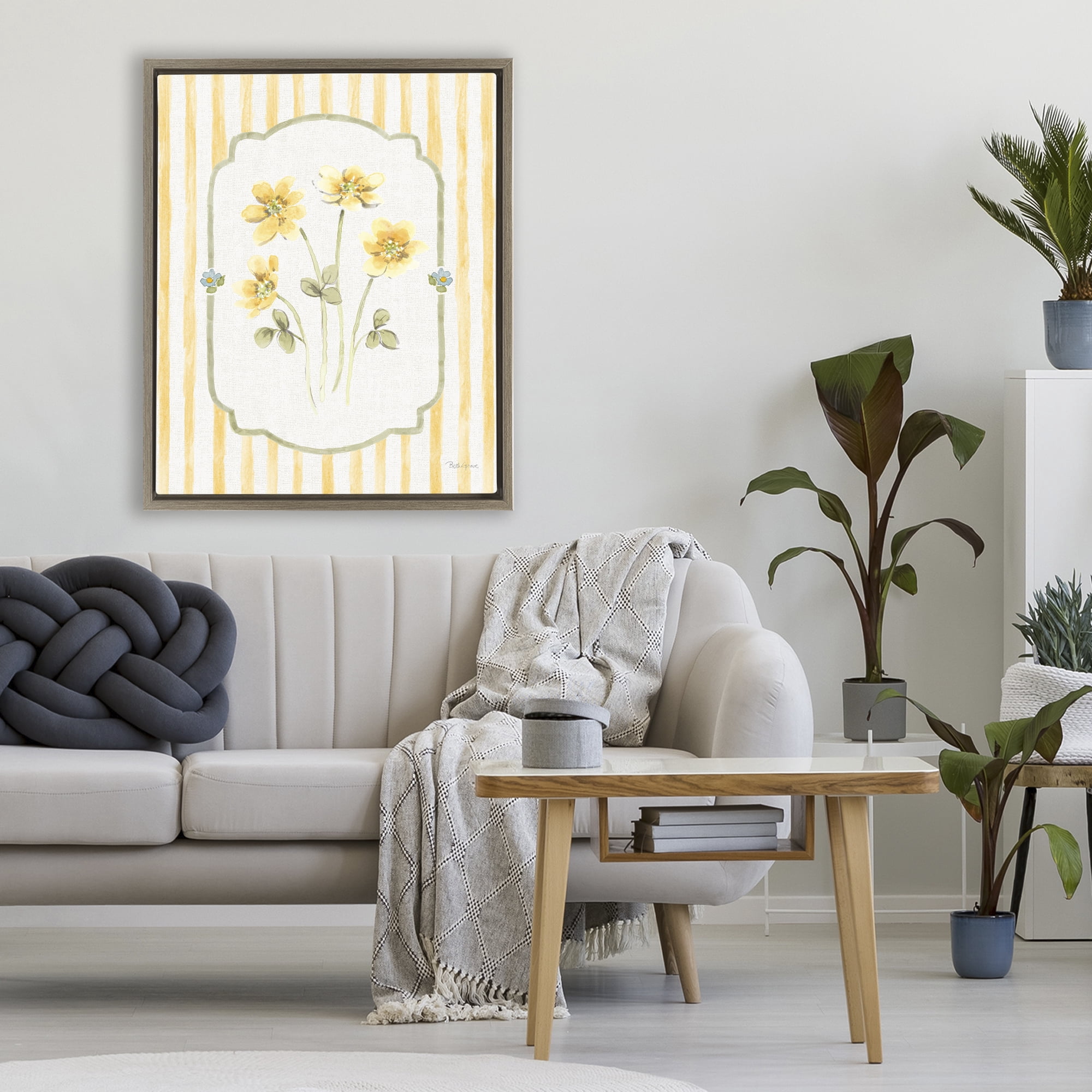 Stupell Industries Sweet Honey Flowers Brown Framed Floater Canvas Wall Art, design by Beth Grove