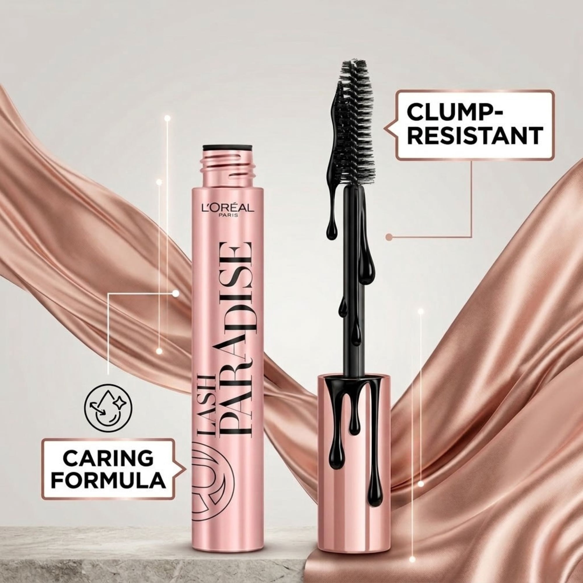 L'Oreal Paris Voluminous Makeup Lash Paradise Volume Washable Mascara, Blackest Black, 0.28 fl oz each ( Pack of 3)