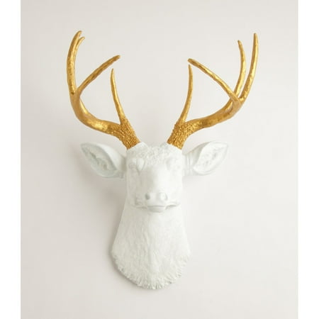 White Faux Taxidermy Deer Head Wall Mount White Faux Taxidermy Deer Head Wall Mount