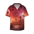 thumbnail image 2 of Lsque Pumpkins print Men's Cuban Collar Short Sleeve Shirt Summer Beachwear Casual Button Down Fashionable Vacation Leisure Shirt-4X-Large, 2 of 7