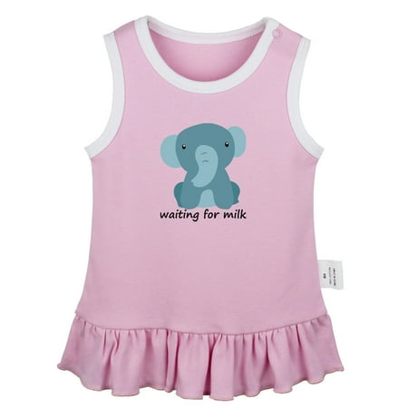 

Waiting For Milk Funny Dresses For Baby Newborn Babies Animal Elephant Pattern Skirts Infant Princess Dress 0-24M Kids Graphic Clothes (Pink Sleeveless Dresses 6-12 Months)