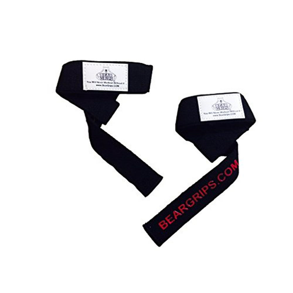 Bear Grips Padded Lifting Straps (Black) Perfect for gym, lifitng