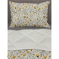 thumbnail image 3 of Cartoon Comforter & Sham Bedding Set, Yellow Flowers with Acorns and Foliage Pattern Ecology Themed Spring, 3 pcs Duvet Set Microfiber Filling Quilt, 5 Sizes, Yellow Sea Green Black, by Ambesonne, 3 of 4