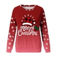 thumbnail image 4 of Gibobby Sudadera de Navidad para mujer Sudadera para mujer Moda Navidad Estampado Cuello redondo Ajuste Tops Casual Manga larga Camisas de entrenamiento Blusa suelta(Rojo de la sandía,XG), 4 of 5
