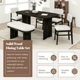 thumbnail image 3 of Harper & Bright Designs Solid Wood Dining Table Set with Bench for 5, 6 Pieces Upholstered Rectangular Dining Room Table Set with Bench and 4 Chairs & Bench, Espresso, 3 of 18