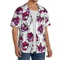 thumbnail image 2 of KLL Tulips Flowers Print Men's Shirt Short Sleeve Button Down Summer Cuba Beach Shirts- 4X-Large, 2 of 5