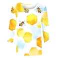 thumbnail image 4 of CYMMPU Loose Fit Tunic Tops Boho Blouses for Women Dressy Casual 3/4 Sleeve Bee Pattern Summer Trendy Shirts Round Neck Spring Tops Lightweight Basic Tees Multicolor L, 4 of 5