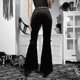 thumbnail image 5 of Pantalones casuales de verano negros puros, sexys, nuevos, con encaje, pantalones de malla transparente para mujer, 5 of 6