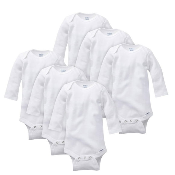 Mono Gerber de manga larga unisex para niños pequeños, 3T, blanco