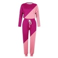 thumbnail image 4 of Clearance Sale Colorblock Lounge Sets for Women 2 Piece 2023,Womens Two Piece Outfits Plain Jogger Set Long Sleeve Sweatshirt and Drawstring Long Pants with Pockets, 4 of 5