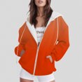 thumbnail image 2 of Women's Hoodies Sweatshirts Casual Zip Hoodie with Front Pockets for Women Everyday Comfort Orange S, 2 of 5