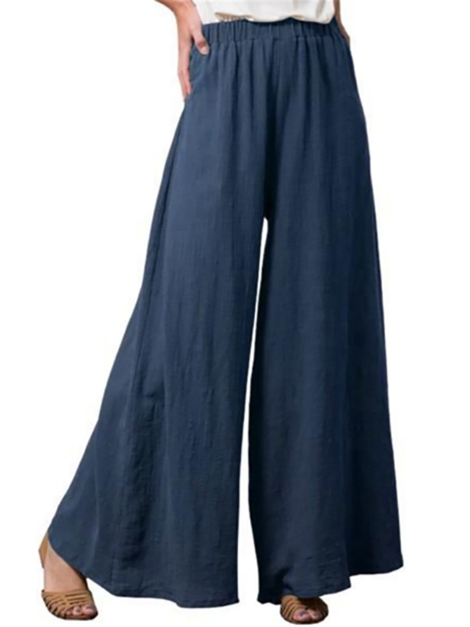 UKAP Casual Linen Cotton Baggy Pants for Women with Elastic Waist Relax ...