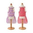 thumbnail image 6 of Plaid Dots Pet Dress Bowknot Decor, Square Collar - Summer Kitty Clothes for Home Wear, 6 of 8
