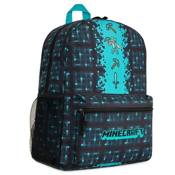 Mochila escolar Minecraft Kids con bolsillo frontal azul