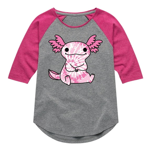 Instant Message - Tie Dye Axolotl - Toddler & Youth Girls Raglan Graphic T-Shirt