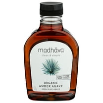 Madhava Agave Nectar Raw Amber Honey, Gluten Free, Shelf-Stable, 17oz Bottle