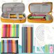 thumbnail image 4 of Estuche escolar, estuche de lápices de gran capacidad con compartimentos y banda elástica, estuche suave con cremallera, regalo para estudiantes, niñas, niños, adolescentes, 1 paquete esquí esquí Gafas de esquí, 4 of 4