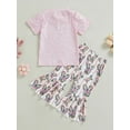 thumbnail image 3 of Aunavey Toddler Baby Girl Easter Outfits Bunny Short Sleeve T-shirt Tops Flared Rabbit Pants Summer Clothes 1-5Y, 3 of 8