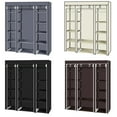 thumbnail image 3 of 68" Portable Closet Wardrobe with Cover, Heavy Duty Clothes Rack Organizer with Hanging Rods, Storage Shelves for Hanging Clothes, Bedroom and Travel, Dark Brown, 3 of 5