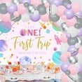 thumbnail image 4 of First Trip Around The Sun Birthday Party Decorations for Girls 1st Birthday Supplies First Trip Around The Sun Backdrop Space Pink Balloon Arch Kit for Space Themed Baby Shower Party Decor, 4 of 7