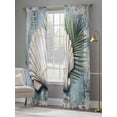 thumbnail image 4 of Blue Coastal Sheer Curtains 84 Inch Length 2 Panels Set, Retro Botanical Beach Nautical Shell Voile Window Treatment Rod Pocket Curtains Sheers Drapes for Bedroom/Living Room/Kitchen 52"x84"x2, 4 of 7