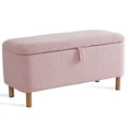 thumbnail image 3 of Comfort Stretch 39.3" Length Storage Ottoman Bench for Living Room,Pink Bedroom Bench with Entryway Storage Rectangular Boucle Foot Rest Stool Padded Seat, 3 of 8