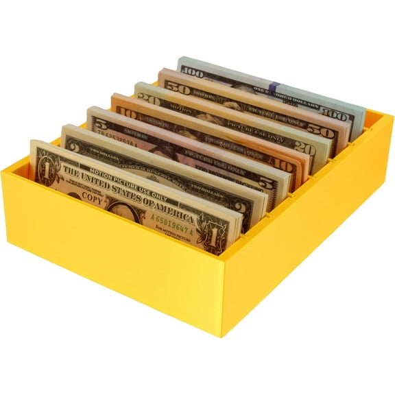 PowerTRC Money Organizer for Cash – 8 Compartment Money Holder, Cash Organizer, Cash Holder, Cash Divider Box, Cash Tray – 3D Printed in USA (Gold)