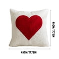 thumbnail image 2 of Valentine's Day Throw Pillow Cover - 18X18 Inch Teddy Fleece With Red Heart Embroidery Design - For Living Room Bedroom Sofa Couch Decoration, 2 of 6