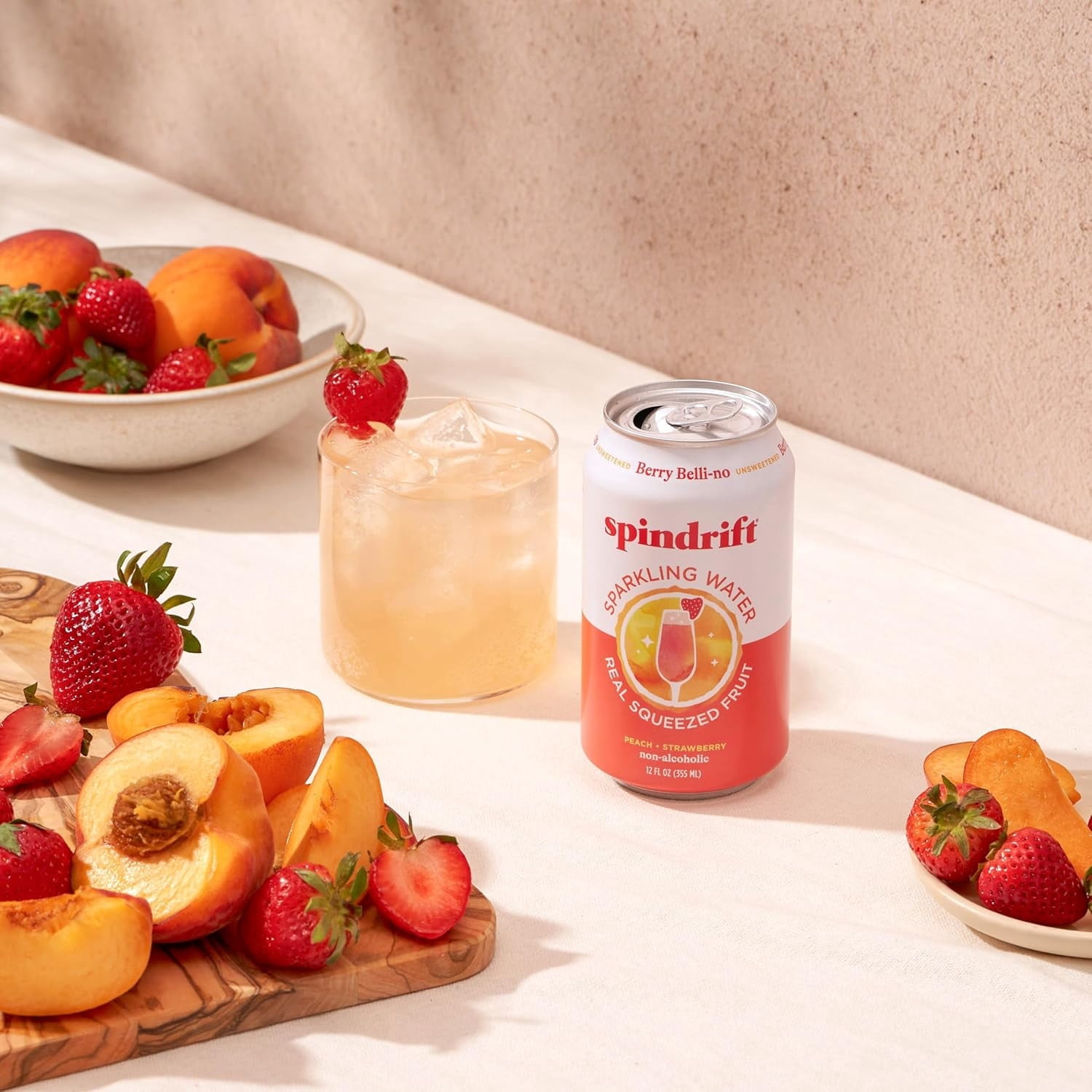 Spindrift Sparkling Water, Berry Belli-no Flavored, Made with Real Squeezed Fruit, 12 fl oz, 8 Count, No Sugar Added, 13 Calories per Can