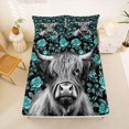 thumbnail image 5 of jejeloiu Teal Rose Cow Full Size Sheets Kids,Western Print Bed Sheets,4-Piece, 5 of 6