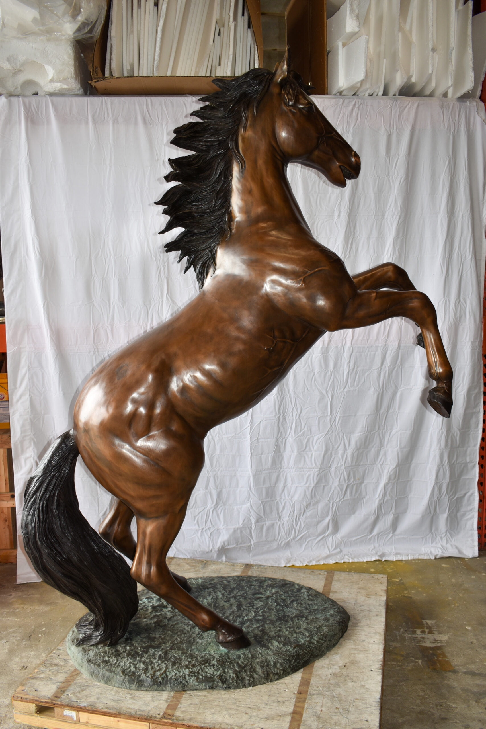 Nifao Graceful Life-Sized Horse on Hind Legs Bronze Statue – Garden Outdoor Decor Sculpture, 72"L x 34"W x 88"H