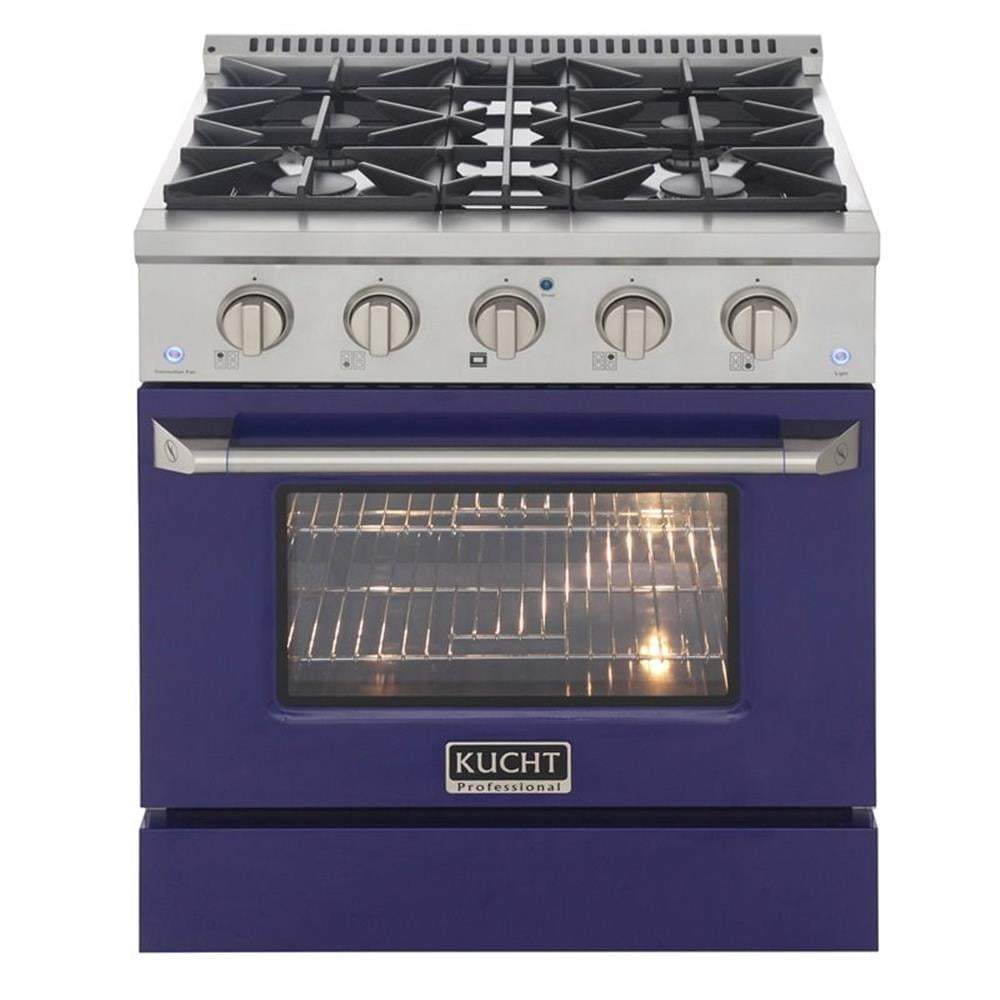 Kucht Professional 30" Stainless Steel Natural Gas Range in Blue and Silver