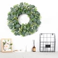 thumbnail image 1 of Rustic Artificial Olive Branch Wreath Linen Bow Green Decor Weatherproof Hanging Ornament For Front Door Yard Patio Living Room Fireplace Spring Summer Wedding Housewarming Home Decorations, 1 of 5