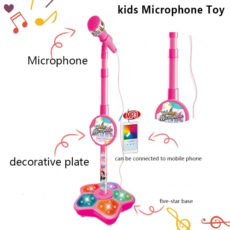 Song Toy Music Toy with Microphone Holder Detachable Microphone Toy for  Christmas Black 