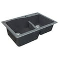 thumbnail image 7 of Transolid Aversa SilQ Granite 33-in. Drop-in Kitchen Sink with 3 BAE Faucet Holes in Grey, 7 of 7