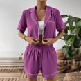 thumbnail image 4 of Gibobby Pijamas para mujer Conjunto de pijamas para mujer Conjuntos de dos piezas Ropa de dormir Ropa descanso Conjuntos con botones(Morado,CH), 4 of 5