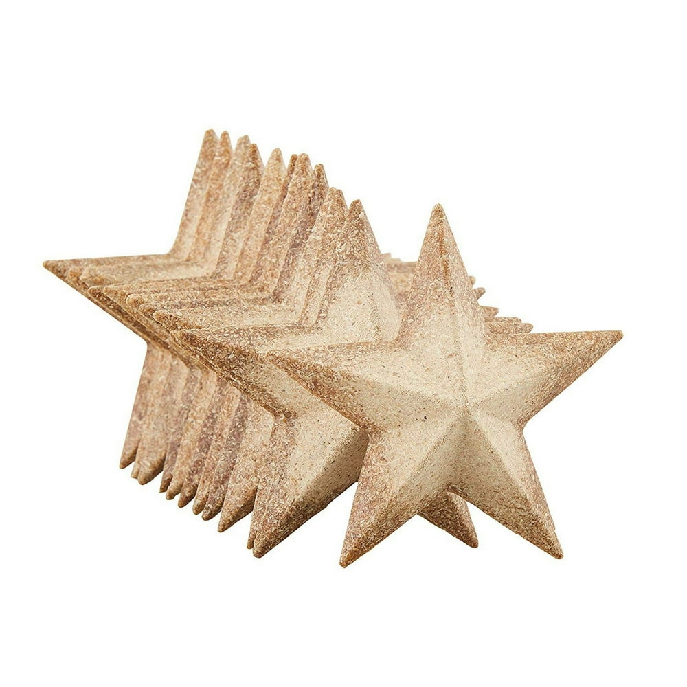 Unfinished Wood Half 3D Stars 12Pack Flat 3D Wood Stars, Wood Cutouts, Star Shaped Wood
