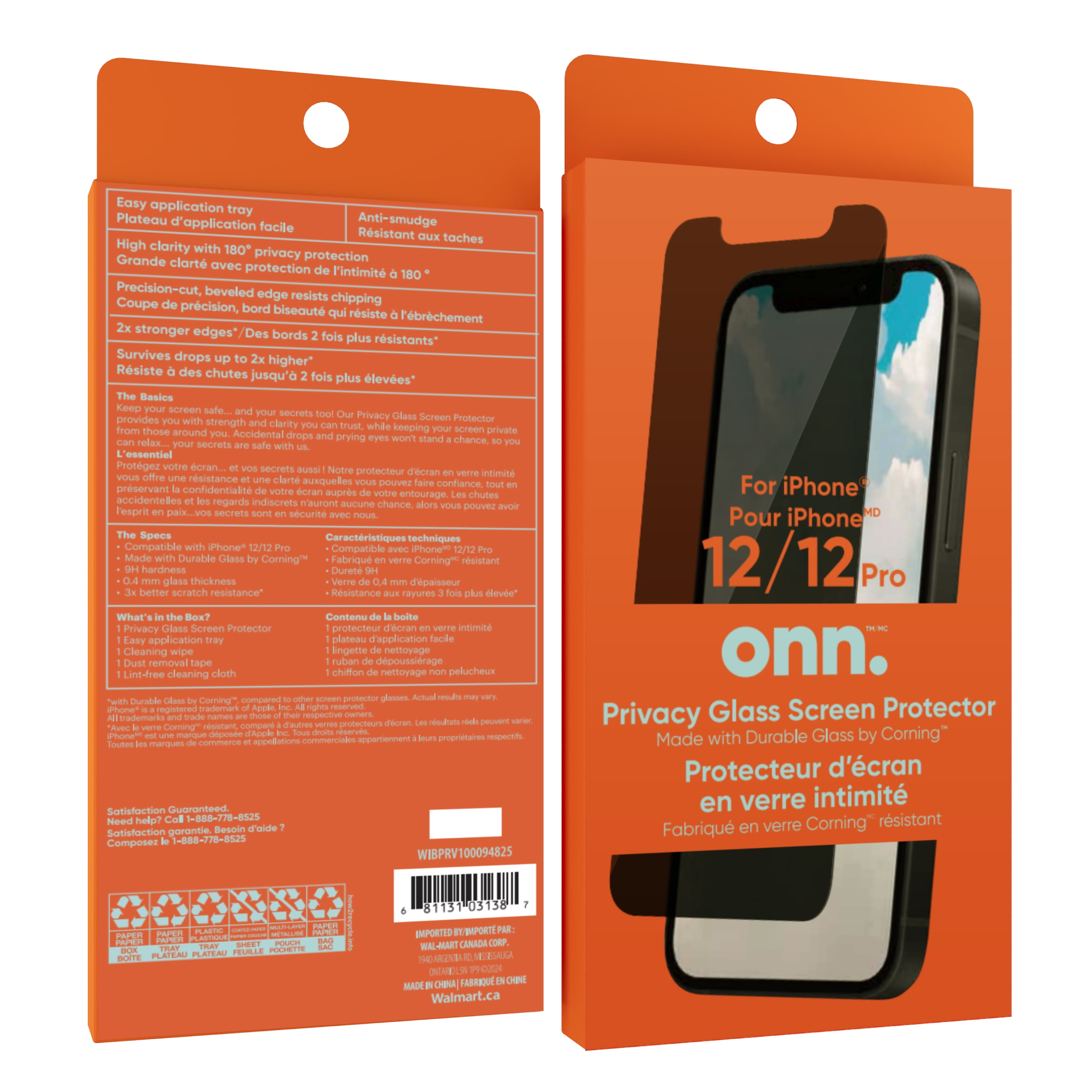 Protection de confidentialité Corning Glass pour iPhone 12/12 Pro