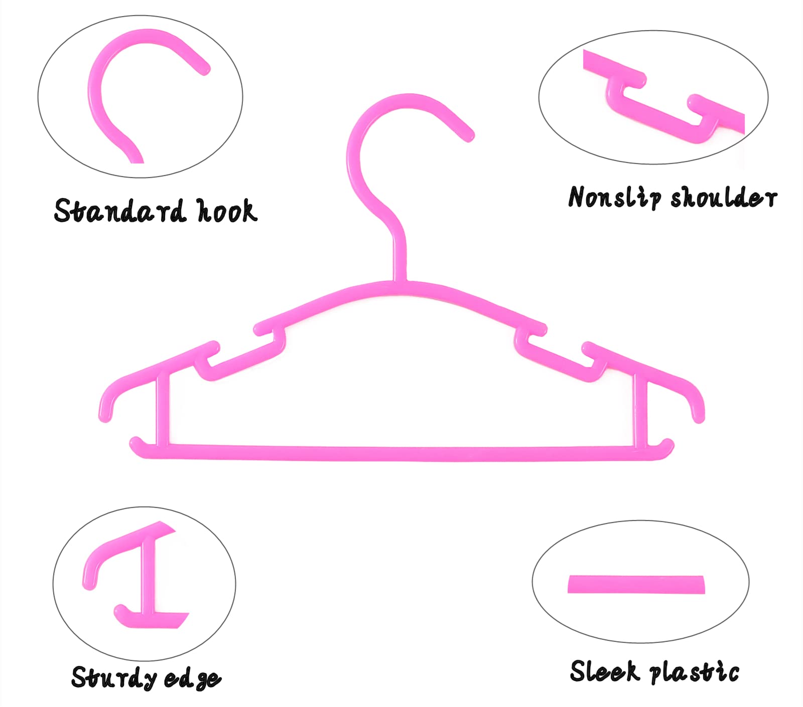 100 Pack White Plastic Clothes Hangers for Nursery and Everyday Laundry Use