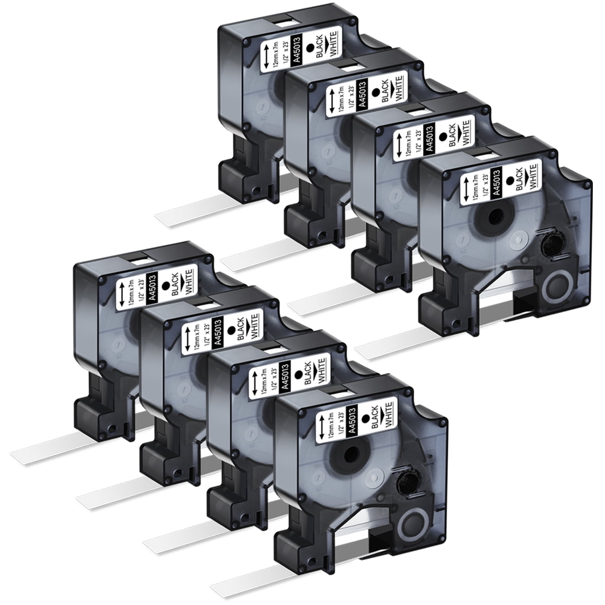 GREENCYCLE Compatible for Dymo D1 45013 Label Tape S0720530 0.47 Inch (12mm) x 23 Feet (7m) use in LabelManager 100 200 210D 280 300 LabelManager PC LabelWriter Duo Printer (8 Pack, Black on White)