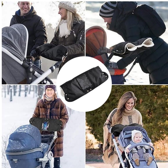 Fiudx Calentador de Manos para Cochecito, Manguito Extraíble, Bolsillo Transparente para Móvil, Protección Contra El Viento y Las Heladas, Fácil de Instalar, Ajuste Ajustable, Tamaño 53 X 25 Cm, Cómo