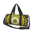 thumbnail image 2 of Xecao Yellow Mandala print Round Travel Duffel Bag is a foldable gym bag with an inner pocket, perfect for travel sports, 2 of 8